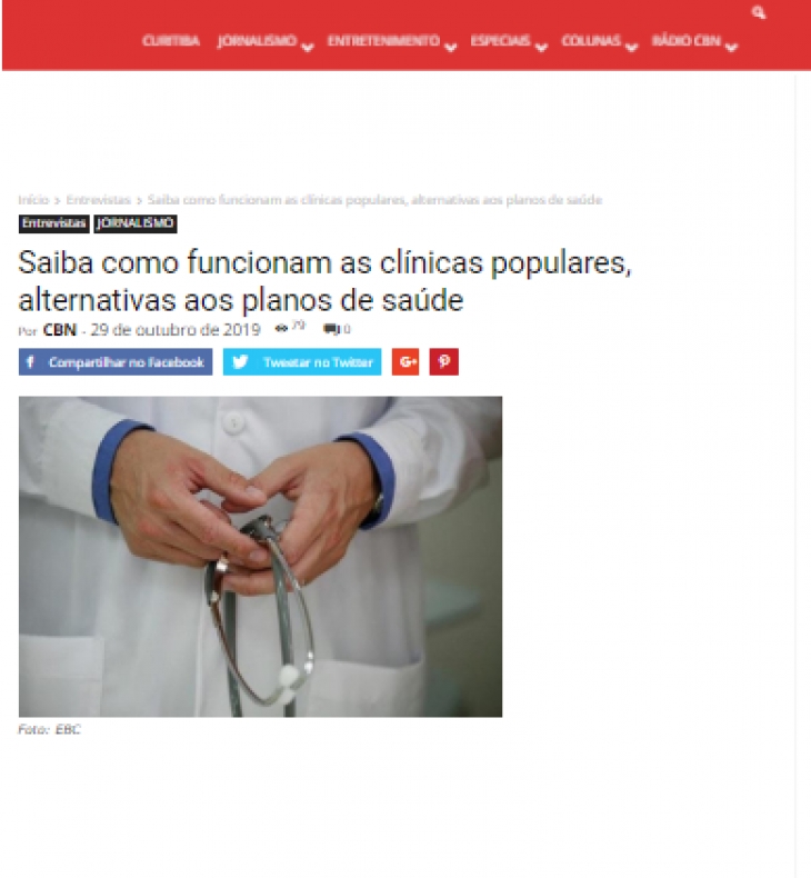 Acesso Sa&uacute;de na r&aacute;dio CBN Curitiba