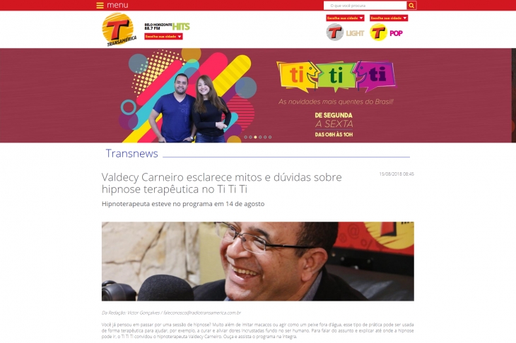 Valdecy Carneiro concede entrevista &agrave; R&aacute;dio Transam&eacute;rica