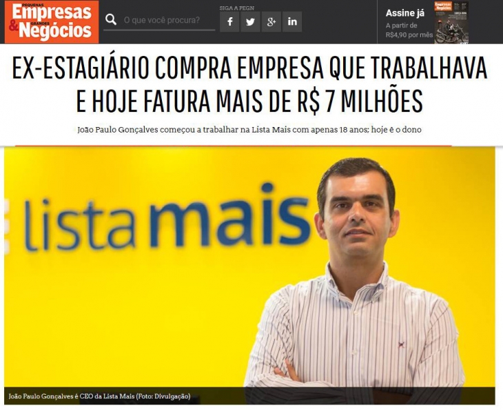 Lista Mais na Pequenas Empresas &amp; Grandes Neg&oacute;cios