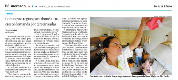 House Maid na Folha de S&atilde;o Paulo