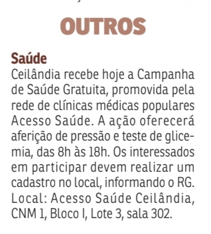 Acesso Sa&uacute;de no Correio Braziliense