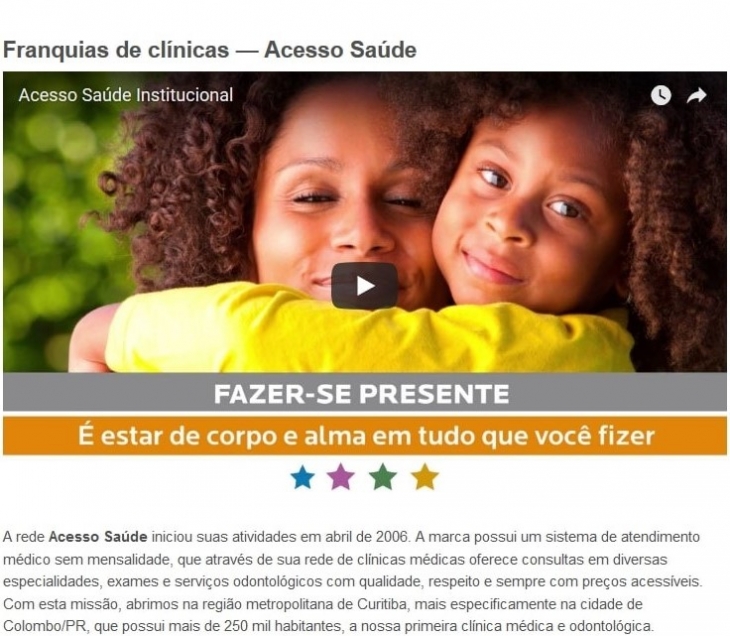Acesso Sa&uacute;de no Portal do Franchising